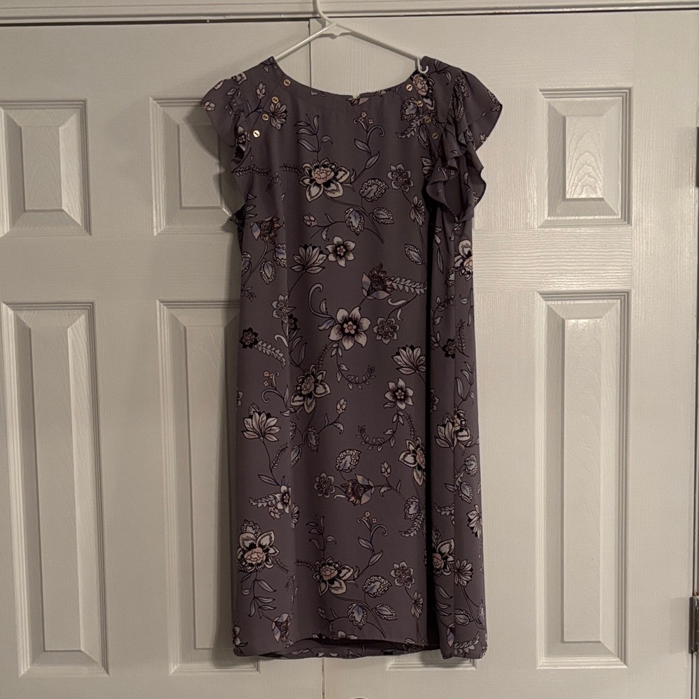LOFT Gray Floral Mini Dress